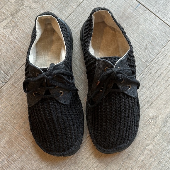 ALL HEMP Upper Rawganique Glue Free Handmade Knit Black Shoes Size 10.5-11 - Picture 2 of 10